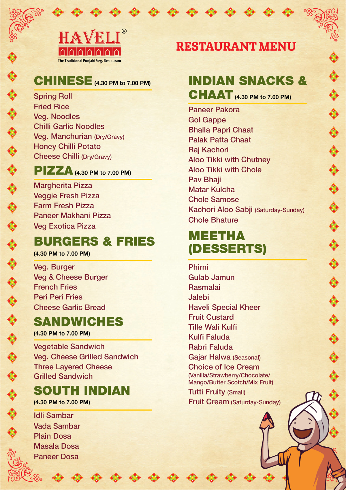Jalandhar Haveli menu